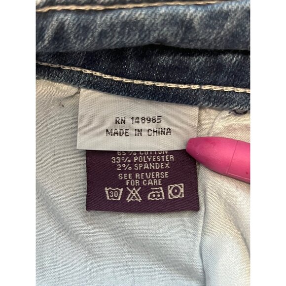 VGS Women Capri Jeans Blue Size 14 Stretchy Cotton Embroidered Pockets Mid-Rise - Picture 13 of 16